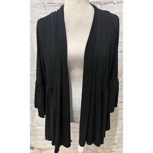 Lane Bryant Cardigan Sweater Women's 14/16W Black Long Belle Sleeve Open Stretch